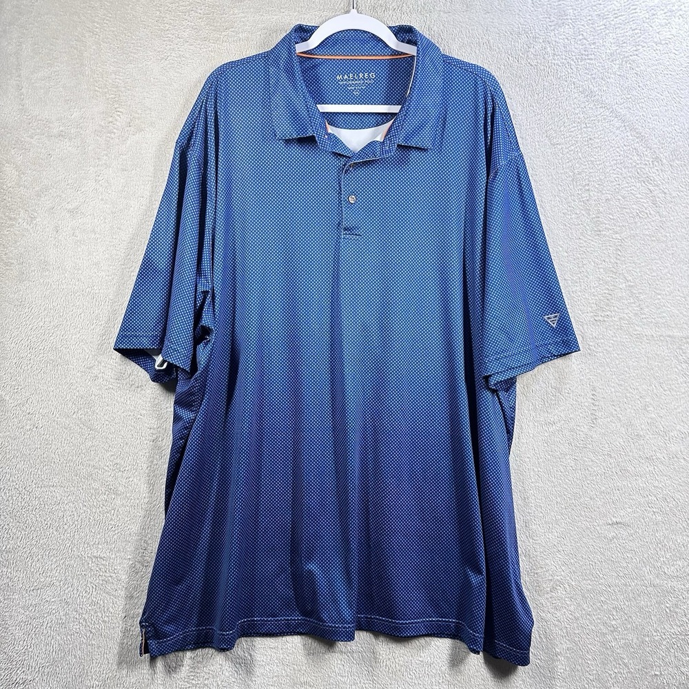 Maelreg Golf Shirt Mens 4XL Blue Geometric Short Sleeve Performance Polo Stretch
